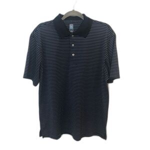 PGA Tour Men’s Short Sleeved Polo Golf Shirt Size Large; Blue With White Stripes